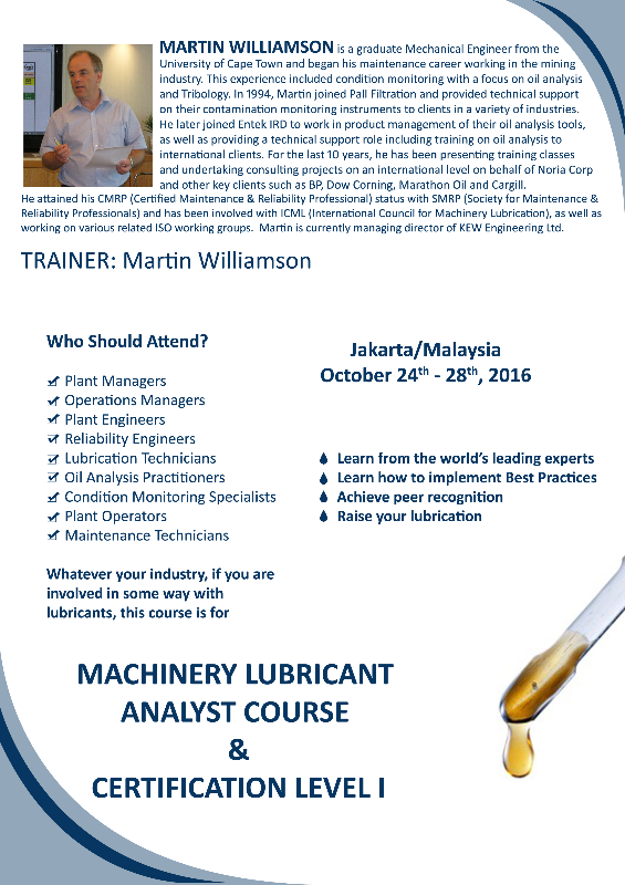 Machinery Lubricant Analyst Certification Level I
