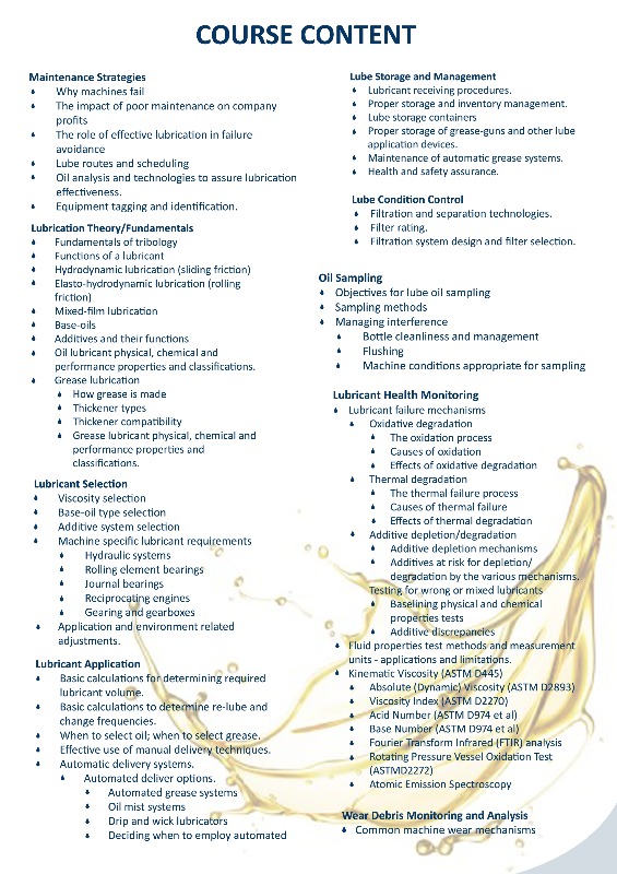 Machinery Lubricant Analyst Certification Level I